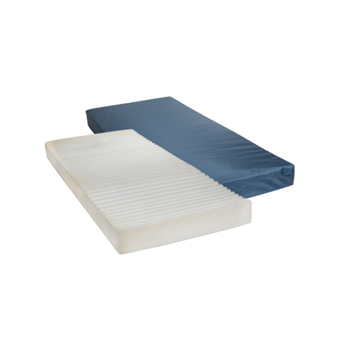image of the foam mattress core and blue cover shown separately Product Image