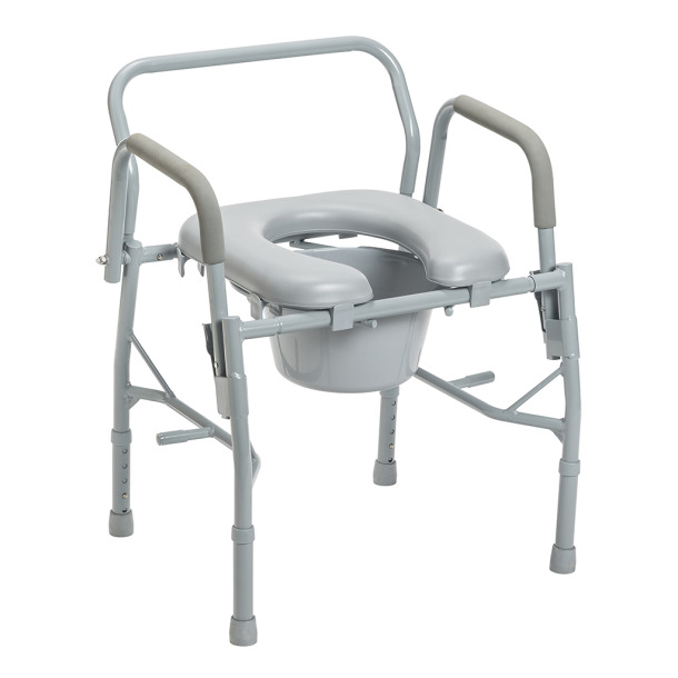 Padded Drop Arm Steel Commode photo Product Image