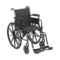 image of the cruiser wheelchair it has black upholstery and silver vein frame finish
