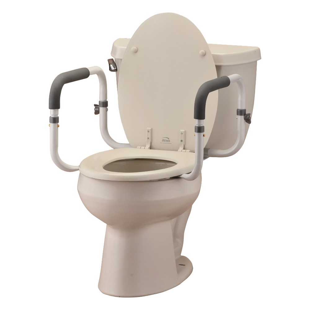 Image of toilet with support rails installed Product Image